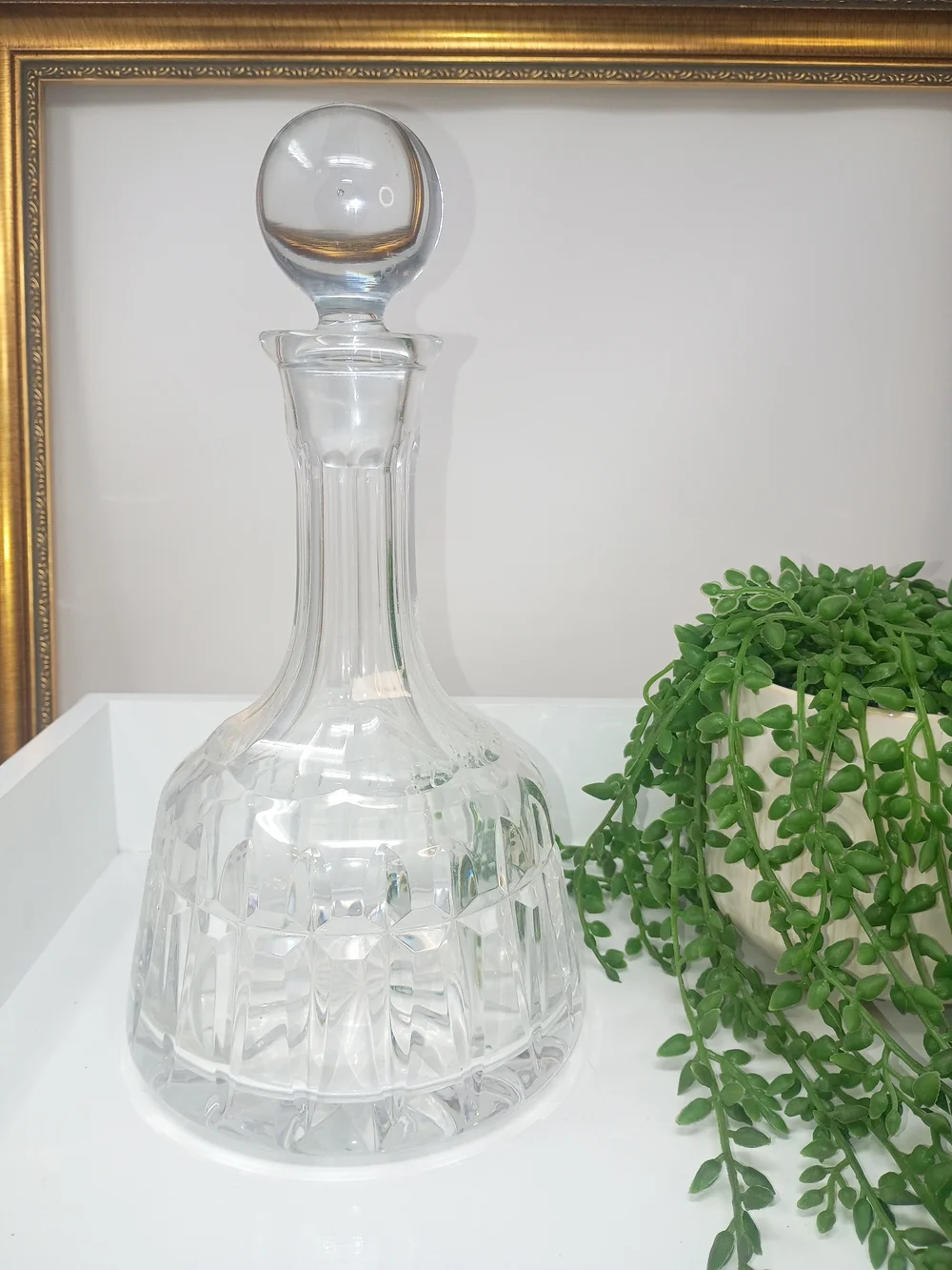 Cut Crystal Decanter with Round Stopper - Clear Glass
